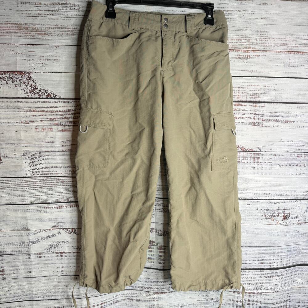 The North Face Womens 8 Khaki Cargo Hiking Pants Convertible Cinch Hem Outdoor